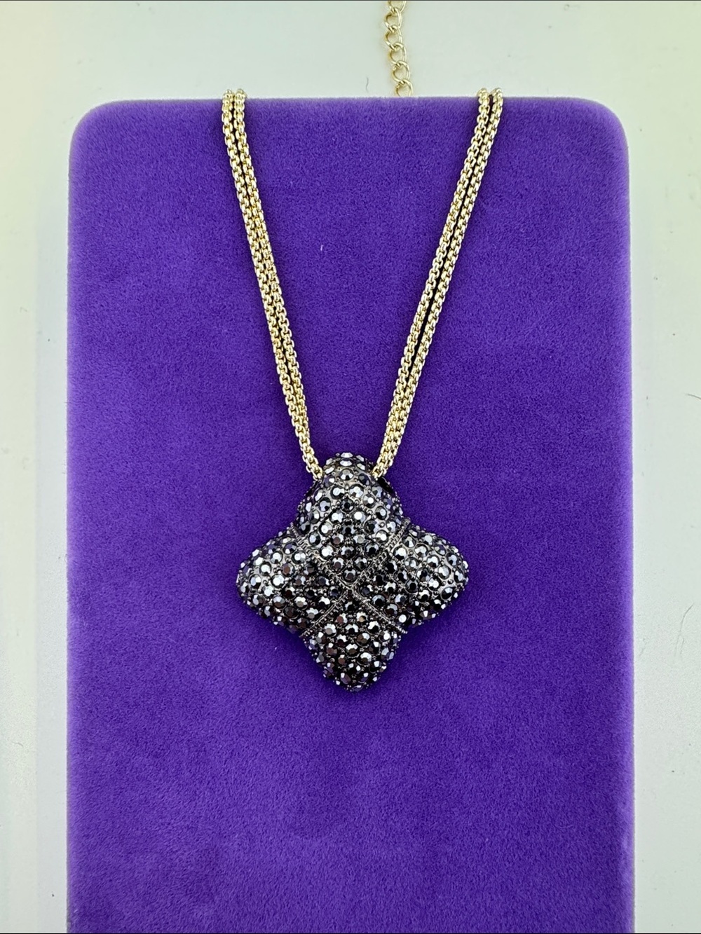 💛 Park Lane Gold Plated Chain “Notice Me” Black Pave Clover Necklace | Designer